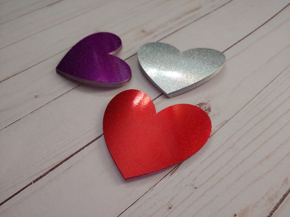 Valentine Heart Cutouts, Glitter Heart Die Cuts, Valentine's Day Cardstock  Decals, Heart Shaped Cutouts 