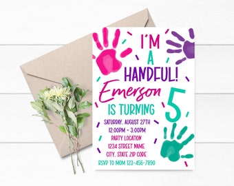 Hi Five Handful Birthday Invitation - Printable Hi Five Invitation - Hi Five Digital Birthday Invitation