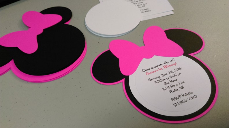Diy Minnie Mouse Invitations In Hot Pink Baby Shower Etsy