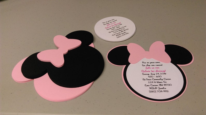 Diy Minnie Mouse Invitations In Light Pink Birthday Etsy