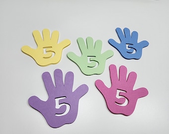 Hi Five Cupcake Toppers - Hi Five I'm Five Birthday Party Theme - Hi Five Party Decorations - 24 Cupcake Toppers
