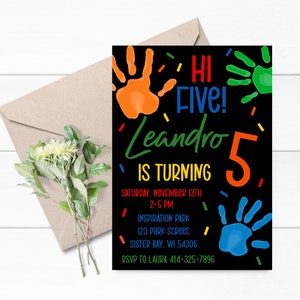 Hi Five Birthday Invitation - Printable Hi Five Invitation - Hi Five Digital Birthday Invitation