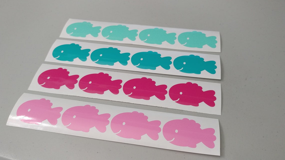 16 Fish Vinyl Stickers for Birthday Party Decorations Pink - Etsy