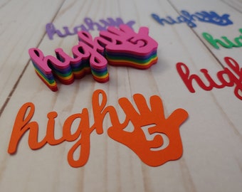 High Five Cupcake Toppers - High Five I'm Five Birthday Party Theme - High Five Party Decorations - 28 Cupcake Toppers