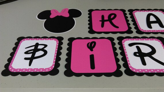 Minnie Mouse Birthday Banner Diy Minnie Mouse Birthday Pink Etsy