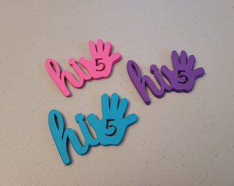 Hi Five Cupcake Toppers - Hi Five I'm Five Birthday Party Theme - Hi Five Party Decorations - 24 Cupcake Toppers