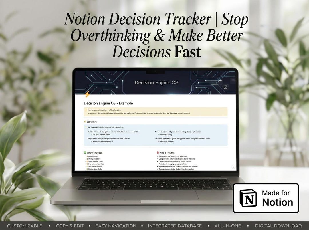 Notion Decision Making Template | Decision Journal | Productivity ...