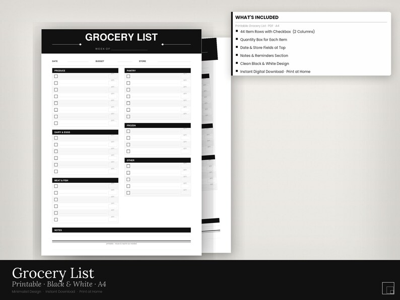 2026 Monthly Calendar Printable: Minimalist Black & White A4 PDF ...