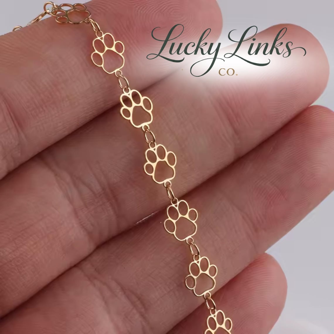 14K Gold Filled & Sterling Silver Paw Print Chain | Pet Lover Permanent ...