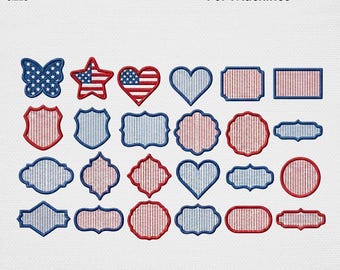 4. Juli Amerikanische Flagge Monogramm Stickdatei 30x40 Utensilien Rahmen Stickdatei, USA Star Shield Stickdatei