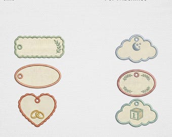 Leere Meilenstein Applikation Rahmen Stickdatei, süße Baby Shower Hochzeit Geschenkanhänger Monogramm Stickdatei, Wolke Herz digitale Kunst