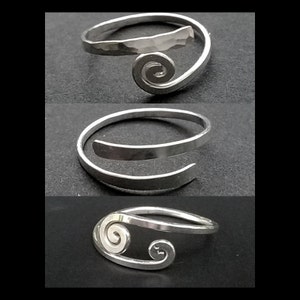 Conjunto de anillos para los dedos del pie de plata de ley – Anillos de plata ajustables forjados a mano