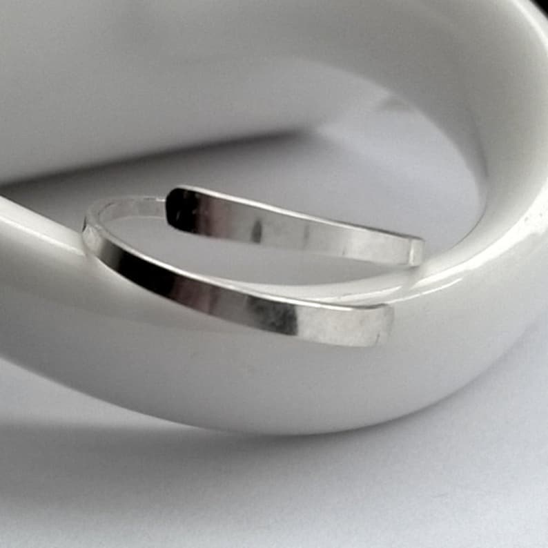 Toe Ring Sterling Silver Adjustable Size 3 4, Double Band Small Ring Toe, Above Knuckle, Midi Ring Handmade Hammered Metal image 6