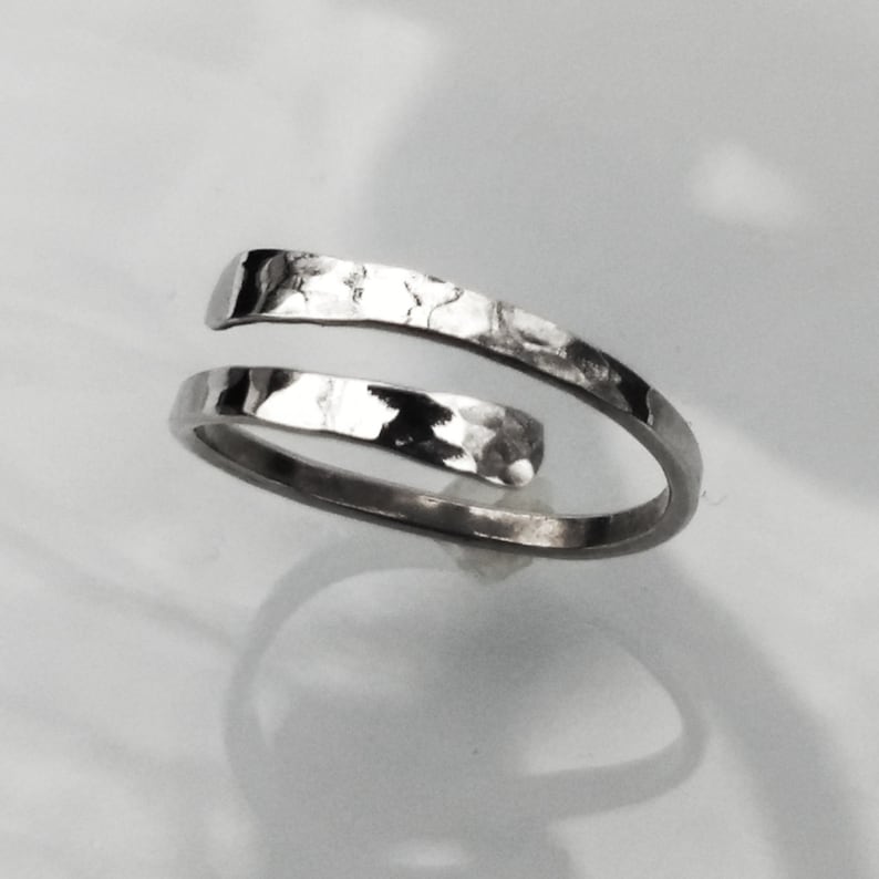 Toe Ring Sterling Silver Adjustable Size 3 - 4, Double Band Small Ring Toe, Above Knuckle, Midi Ring - Handmade Hammered Metal