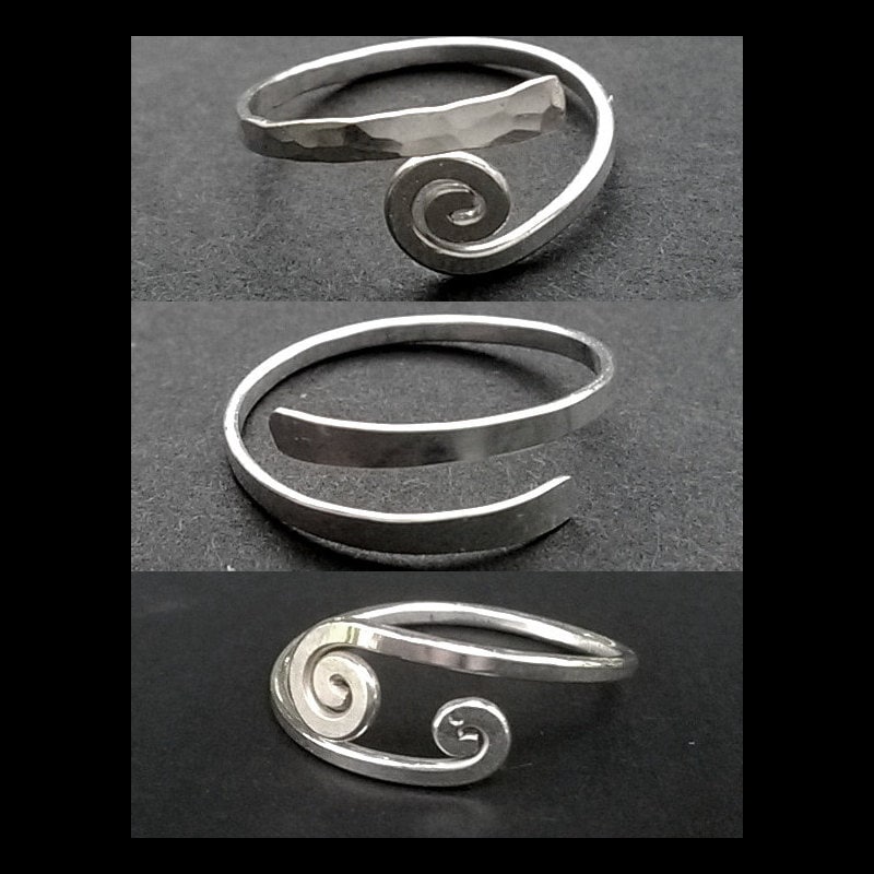 Zehenring-Bündel - Bonus 3er Pack - Sterling Silber - Kleine einstellbare Größe 3 - 4 Zehen, Oberhalb des Knöchels, Midi Ring - Handgeschmiedet - Geschenkset