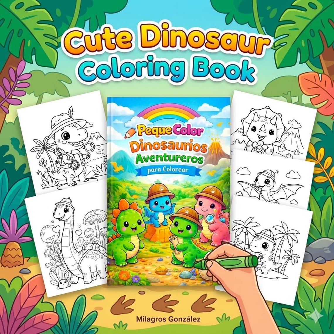 Dinosaur Coloring Book PDF for Kids | Cute Dinosaur Coloring Pages ...