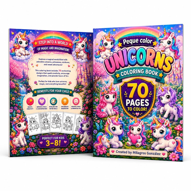 Unicorn Coloring Book for Kids | 70 Printable Coloring Pages PDF | Cute ...