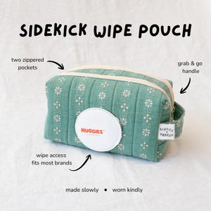 SIDEKICK DIAPER POUCH - Easy Wipe Access Handmade Double Zip Pouch - Baby Shower Gift