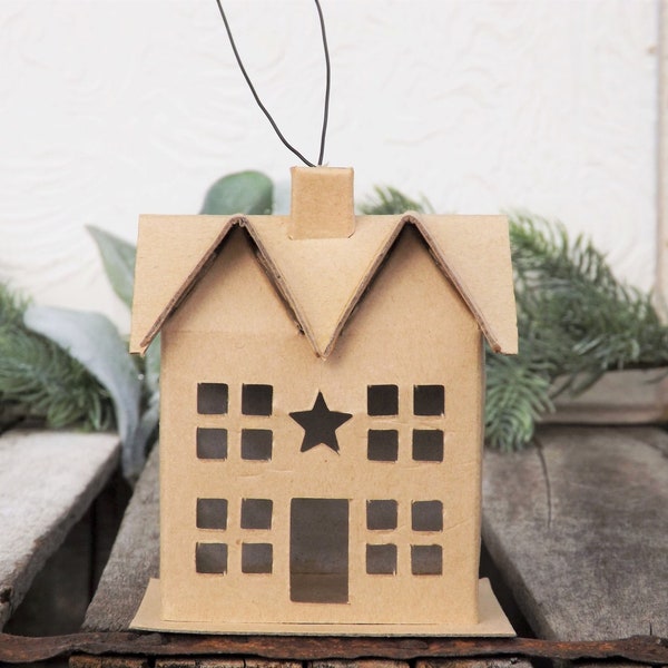 Small Putz House DIY Christmas Ornament Village Style Paper Mache Style 3