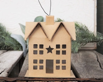 Small Putz House DIY Christmas Ornament Village Style Paper Mache Style 3