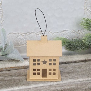 Paper Mache Putz House Christmas Ornament DIY Small Crafts Decoration Style 1