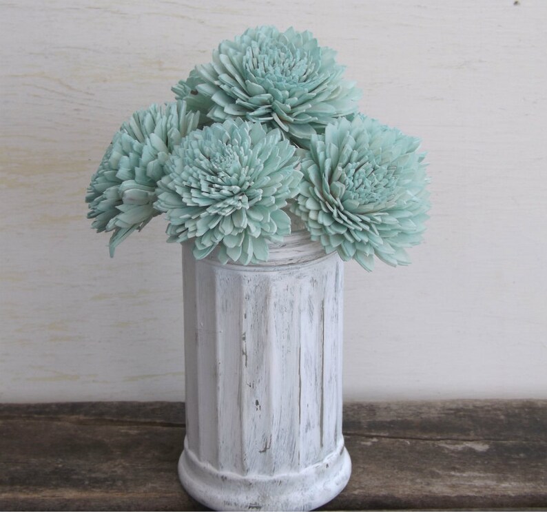 Stemmed Sola Flowers Mint Ivory or Blush Dahlia 2 Set of 6 DIY Bride Bouquet Craft Supply Decoration Sola Wood
