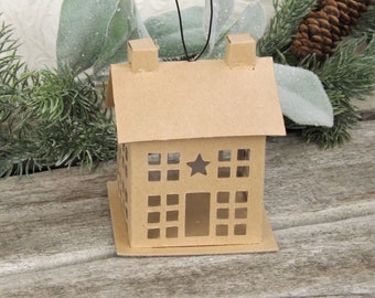 Paper Mache Putz House Ornament DIY Craft Supply Christmas House Salt Box Shaker Village Retro Style 2