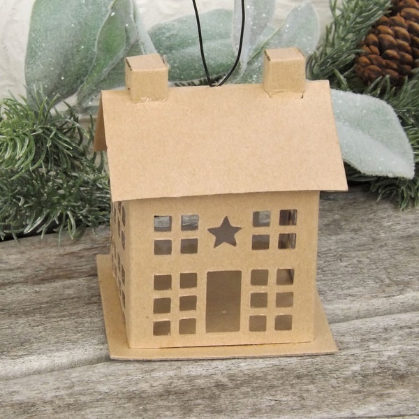 Paper Mache Putz House Ornament DIY Craft Supply Christmas House Salt Box Shaker Village Retro Style 2