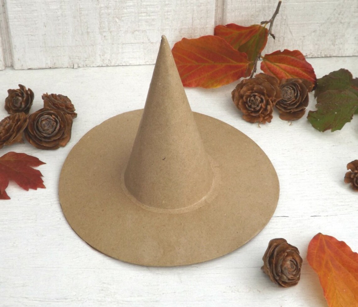 Paper Mache Witch Hat Small Witch Hat Brown Mache Hat DIY Etsy
