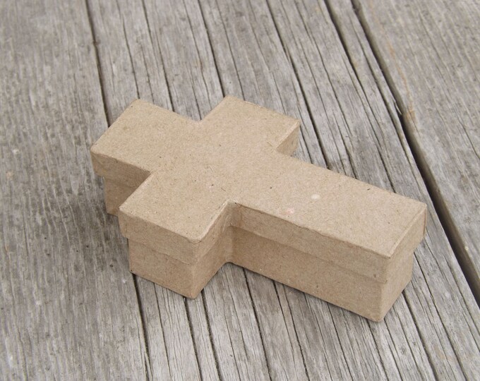 Paper Mache Cross Unfinished Box Religious Crafts Small Trinket Etsy