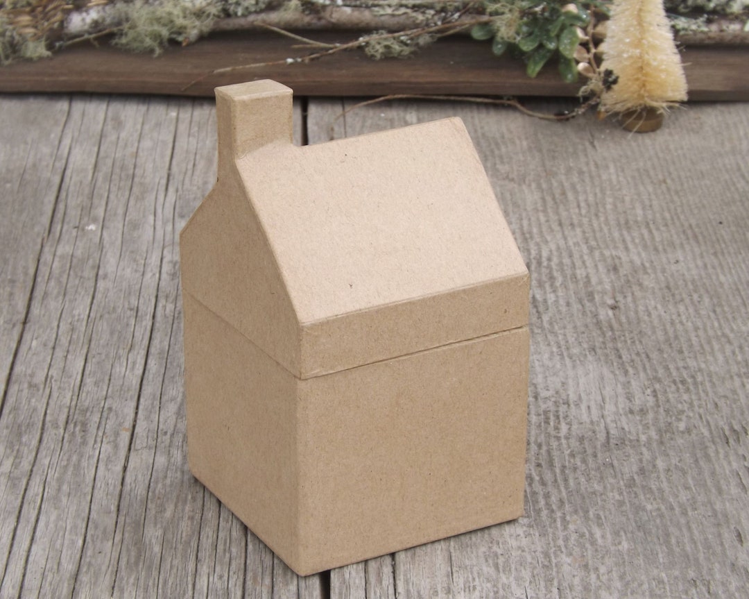 Paper Mache House Box Unfinished Craft Cardboard House Box Etsy