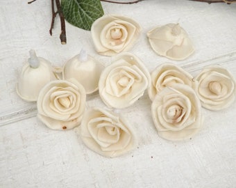 Sola Flowers, Sola Roses 1 1/2" Classic Roses, Natural Ivory Roses, Sola Wood Flowers, Wedding Flowers Loose or With Stems