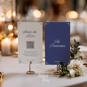 Wedding QR Code Photo Sharing Card, Editable Canva Template (Digital Download)