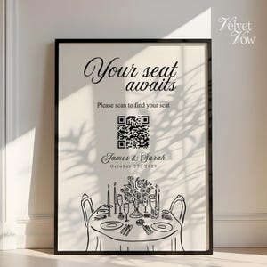 Seating Chart Template, QR Code Seating Chart, Digital Wedding Seating Chart, Alphabetical Table Plan (Digital Download)