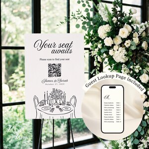 Seating Chart Template, QR Code Seating Chart, Digital Wedding Seating Chart, Alphabetical Table Plan (Digital Download)