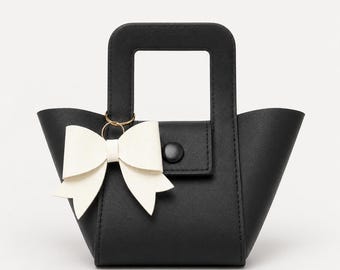 Llavero mini monedero / Monedero negro pequeño / Soporte para AirPods / Bolso pequeño de inspiración lujosa