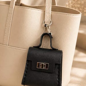 Mini Purse Bag Charm | Twist Lock | Vegan Leather image 4