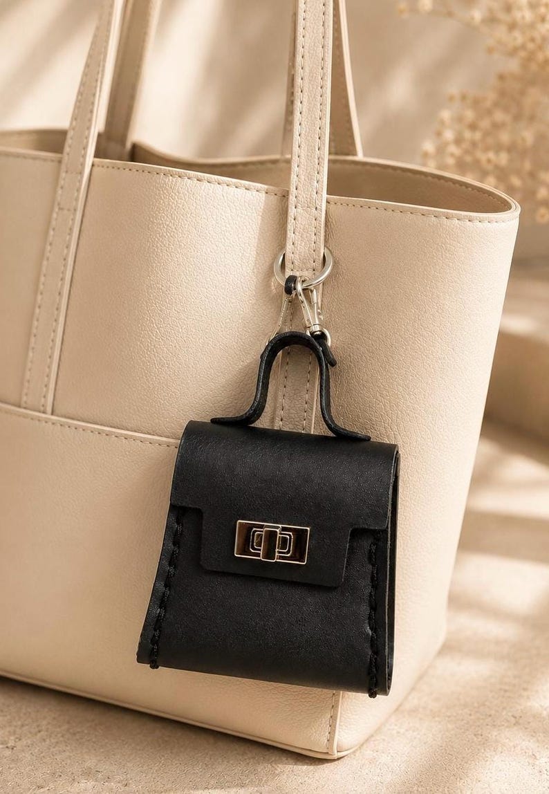 Mini Purse Bag Charm | Twist Lock | Vegan Leather image 4