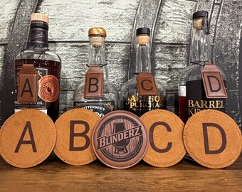 Blind Whiskey Flight Tasting Kit | Coasters & Bottle Tags | Portable Tasting Experience Set