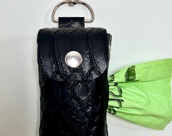 Faux Leather Dog Poop Bag Holder | Leash Clip Dispenser Accessory