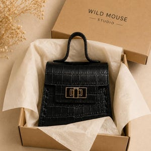 Mini Purse Bag Charm | Twist Lock | Vegan Leather image 7