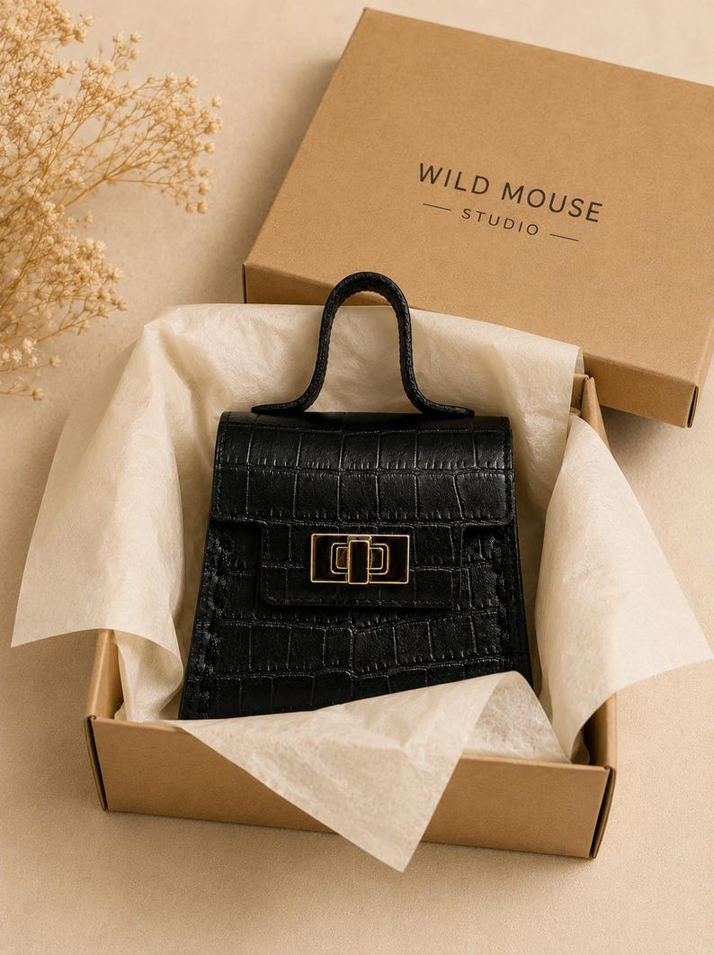 Mini Purse Bag Charm | Twist Lock | Vegan Leather image 7
