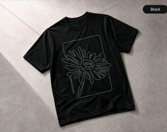Daisy Flower Aesthetic One Line Art Artistic Drawing Artsy T-Shirt, Apparel Tee