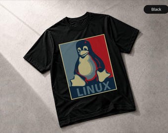 Linux Tux Penguin Obama Poster T-Shirt Political Art, Apparel Gift Tee