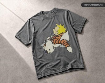 Camiseta clásica de Calvin y Hobbes durmiendo, estampado de cómic nostálgico, camiseta de regalo.