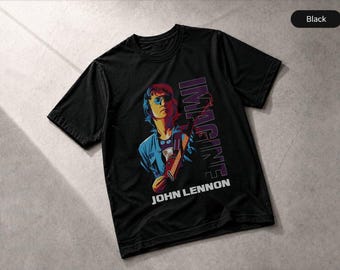 Camiseta de John Lennon estilo Pop Art, icono de la música retro, estilo rock vintage, regalo ideal.