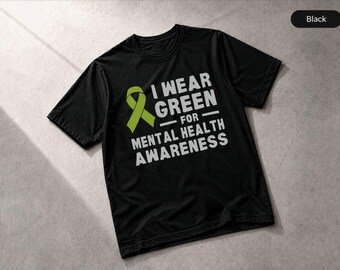 Camiseta "Me visto de verde por el mes de la concientización sobre la salud mental", camiseta de apoyo.
