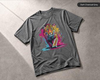 Camiseta colorida con estampado de leopardo y animales salvajes para amantes de la naturaleza, regalo ideal.