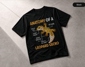 Anatomía de un gecko leopardo, amante de los reptiles, lagarto, herpetología, camiseta, ropa