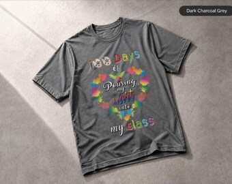 100 Days Of School Pouring Heart Into My Class Art Teacher T-Shirt, Apparel Tee